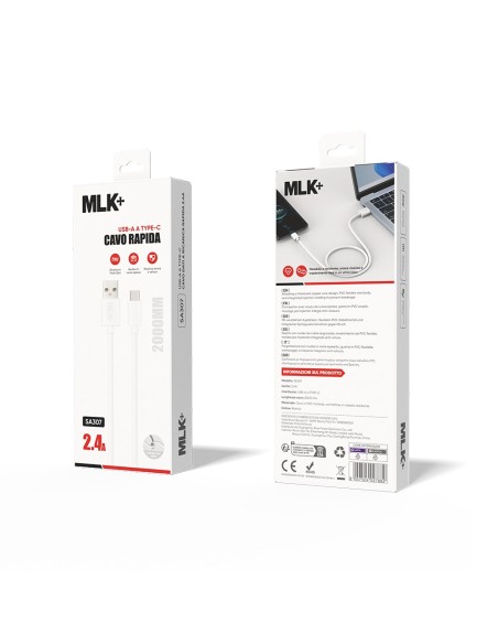 MLK+ CHARGING AND DATA CABLE 2.4A CONNECTOR TYPE C 200CM