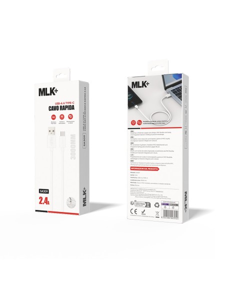MLK+ CÂBLE DE CHARGE ET DE DONNÉES CONNECTEUR 2.4A TYPE C 300CM