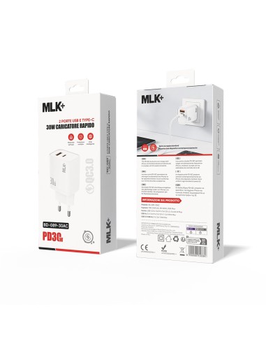 Dual port PD+QC mains charger