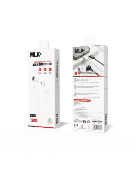 MLK+ AURICOLARI A FILO IN-EAR CONNETTORE TYPE C