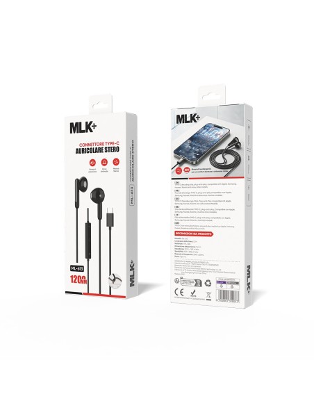 MLK+ AURICOLARI A FILO IN-EAR CONNETTORE TYPE C