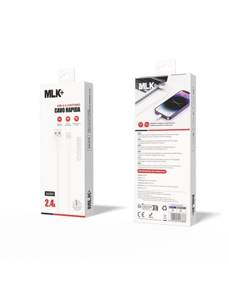 MLK+ CHARGING AND DATA CABLE 2.4A 150 CM LIGHTNING CONNECTOR