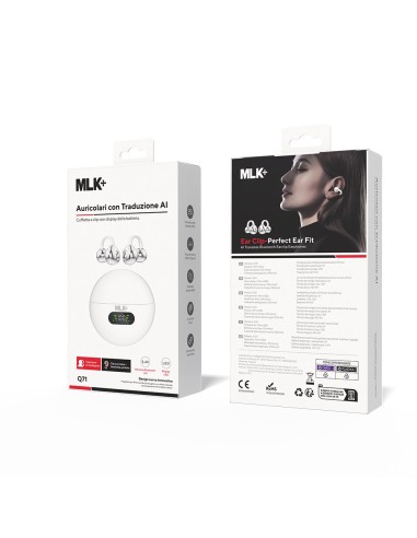 MLK+ EAR-CLIP OREILLETTES BLUETOOTH AVEC AFFICHAGE LED ET TRADUCTION AI EN TEMPS RÉEL