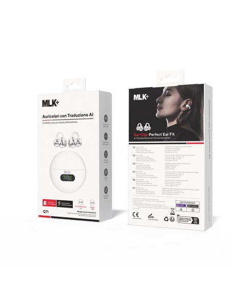 MLK+ EAR-CLIP BLUETOOTH EARBUDS WITH LED DISPLAY AND AI REAL-TIME TRANSLATION