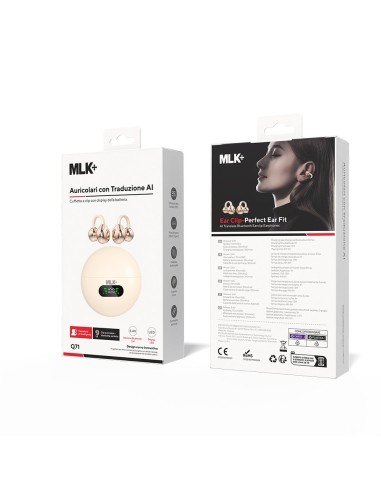 MLK+ EAR-CLIP BLUETOOTH OHRHÖRER MIT LED-ANZEIGE UND AI ECHTZEIT-ÜBERSETZUNG