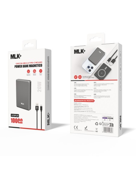 MLK+ POWER BANK MAGNETICO ULTRA SLIM 10000mAh 20W CON RICARICA WIRELESS 15W