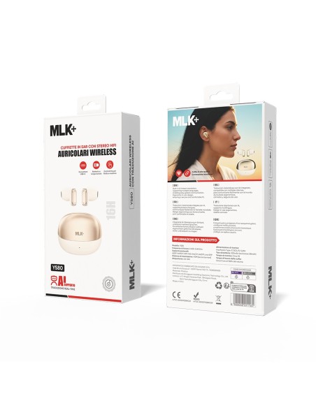 MLK+ AURICOLARI BLUETOOTH IN-EAR COMPATTI CON AI