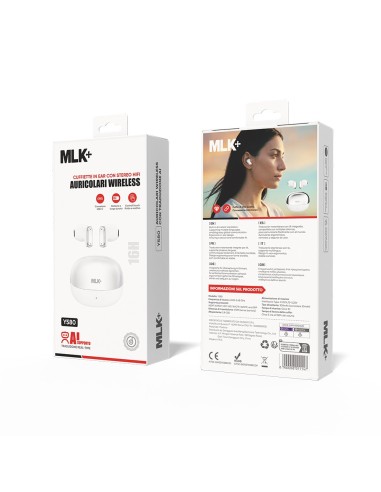 MLK+ AURICOLARI BLUETOOTH IN-EAR COMPATTI CON AI