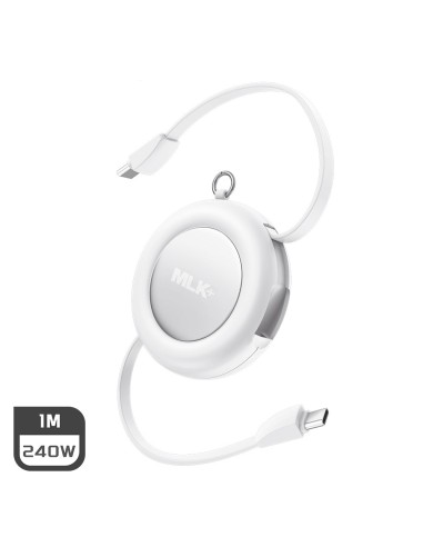 MLK+ COMPACT, RETRACTABLE 240W USB-C TO USB-C CABLE, 1MT