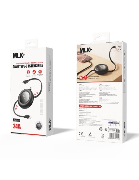 MLK+ CAVO USB-C A USB-C 240W COMPATTO E RETRATTILE 1MT