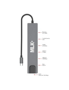MLK+ 8-IN-1 USB-C MULTI-PORT HUB WITH 4K HDMI, ETHERNET, SD/TF CARD READERS, AND USB PORTS 2