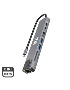 MLK+ 8-IN-1-USB-C-MULTIPORT-HUB MIT 4K-HDMI, ETHERNET, SD-/TF-KARTENLESERN UND USB-ANSCHLÜSSEN