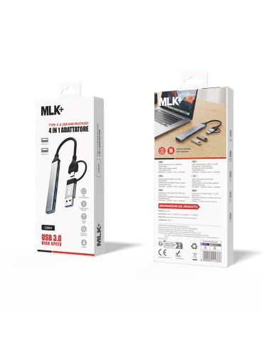 MLK+ HUB COMPATTO 4 IN 1 CON USB-A E USB-C