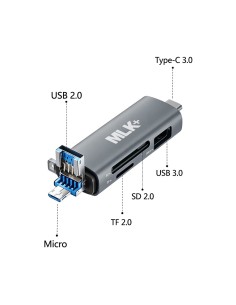 MLK+ LECTEUR DE CARTES 6-EN-1 OTG USB 3.0 SD/TF TYPE-C MICRO-USB 2