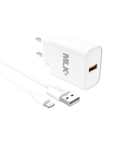 MLK+ CARICATORE DA RETE USB 18W QC 3.0 CON CAVO LIGHTNING 2