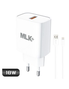 MLK+ CARICATORE DA RETE USB 18W QC 3.0 CON CAVO LIGHTNING