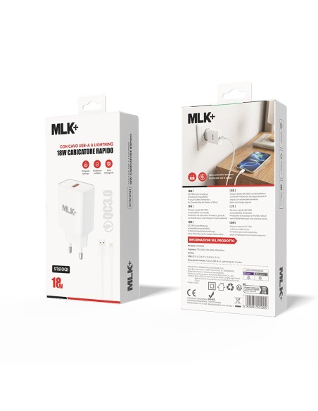 MLK+ 18W USB QC 3.0 AC ADAPTER WITH LIGHTNING CABLE