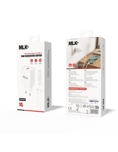 MLK+ 18W USB QC 3.0 AC ADAPTER WITH TYPE-C CABLE