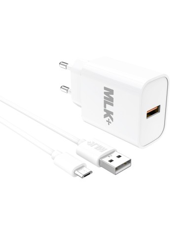 MLK+ CARICATORE DA RETE USB 18W QC 3.0 CON CAVO MICRO-USB