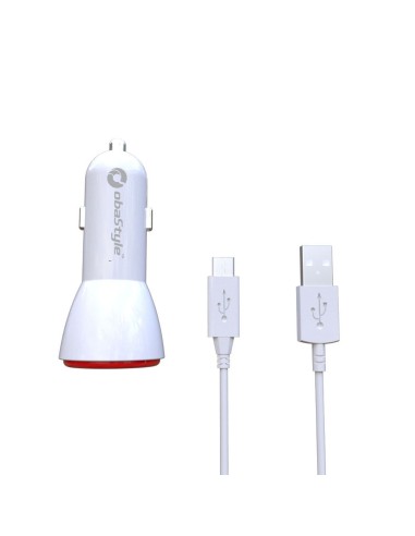 CARICABATTERIE DA AUTO UNIVERSALE DOPPIA PORTA USB 2.1A CON CAVO MICRO USB V8 100CM