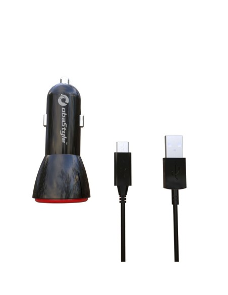 CARICABATTERIE DA AUTO UNIVERSALE DOPPIA PORTA USB 2.1A CON CAVO MICRO USB V8 100CM