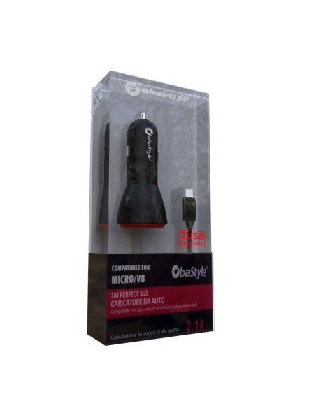 CHARGEUR DE VOITURE UNIVERSEL DOUBLE USB 2.1A AVEC CABLE MICRO USB V8 100CM