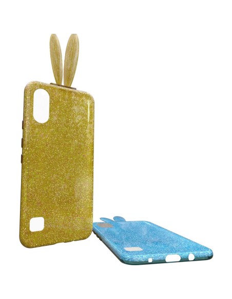 COVER RIGIDA DOPPIO RIVESTIMENTO GLITTER CON ORECCHIE DA CONIGLIETTO