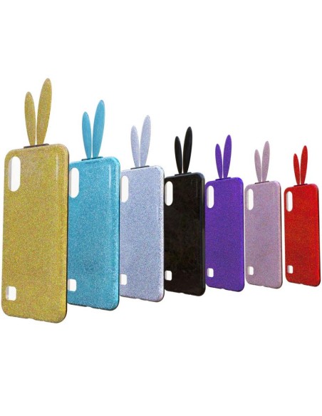 DOUBLE LAYER AND GLITTER HARD COVER CASE WITH BUNNY EARS
