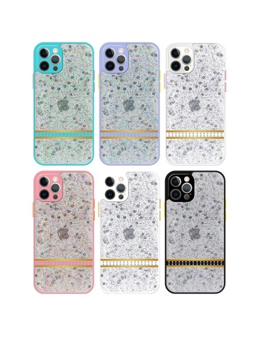 COUVERTURE RIGIDE TRANSPARENTE AVEC STRASS ET BORDURES COLORÉES