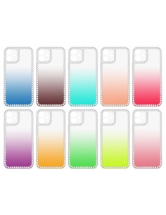 SHADED EFFECT CLEAR SOFT COVER CASE WITH RHINESTONES