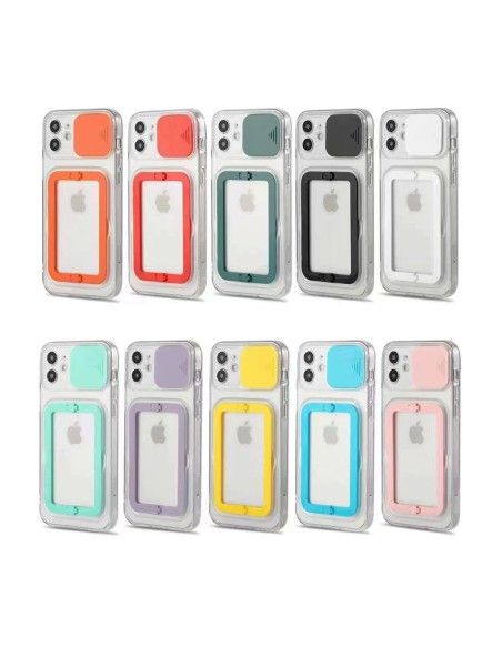 SEMIHARD SEMICLEAR COVER CASE WITH LENS PROTECTION AND FOLDABLE SUPPORT