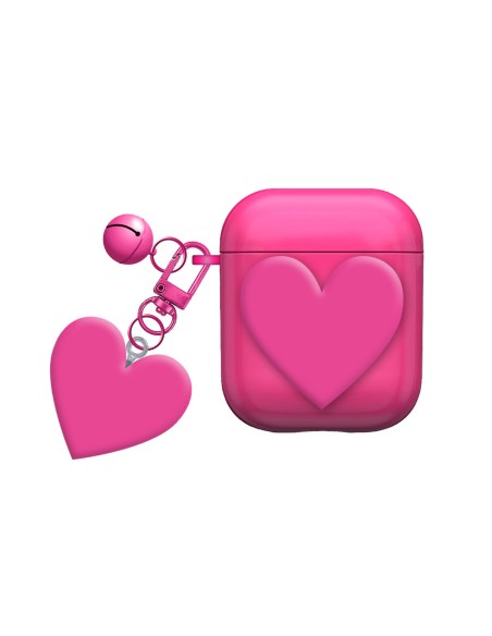 PROTECTIVE CASE FOR WIRELESS EARPHONES WITH HEART CHARMS